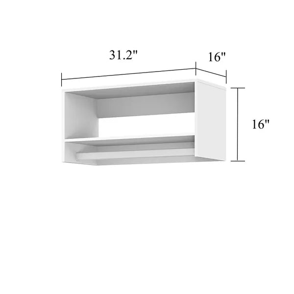 16"H Livelylodge Wooden Modular Closet Strorage :Closet Organizer Modern Open Wardrobe Closet System With Hanging Rod And Shelves For Bathroom White Finish For All Ages