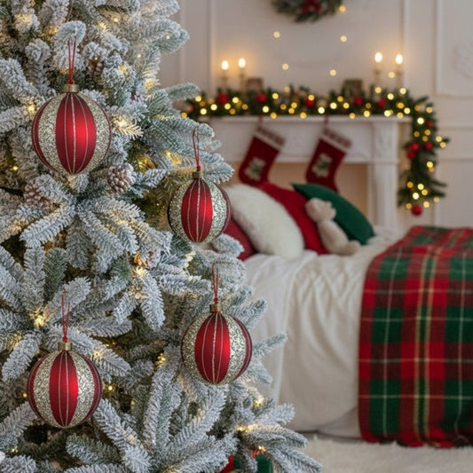 4-teiliges Set aus 4,7-Zoll-Weihnachtskugeln aus Glas, festliche Baumschmuck-Dekorationen, Dekorationsbedarf für Partys, Versand durch FBA, Verkauf auf der Temu-Plattform verboten