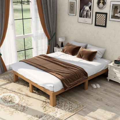 Queen-Größe Holz-Plattform-Bettgestell, Kein Boxspring-Fundament erforderlich, Starker Holzlatten-Support, Einfache Montage