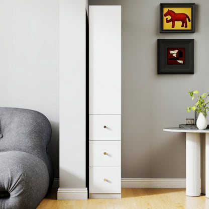 70,87 H Display-Schrankschrank, 4-stufiges Regal, 3 seitliche Schubladen, moderner hölzerner hoher Bücherregal-Bücherschrank für Wohnzimmer und Home-Office