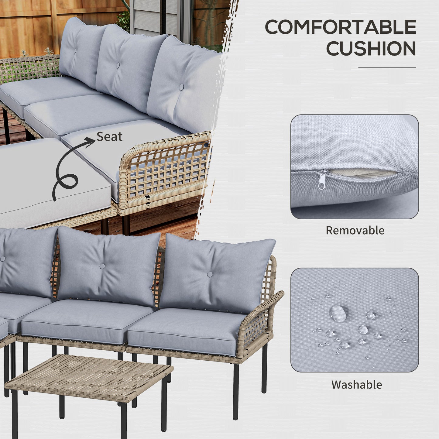 5-teiliges Terrassenmöbel-Set mit Sofa
