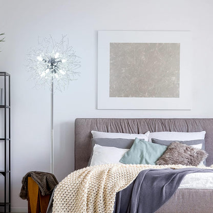 Schlafzimmer Kristall Stehlampe,,69 Zoll Hohe Ständerlampe,Moderne Raum Dekorative Stehlampe,Enthält 32 Feuerwerkskristall Aufhänger, Chrom Finish Nicht verfügbare Plattformen- Welfel