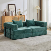 Kompressions-Sofa, Umklappbares Boden-Sofa-Bett mit festem Rahmen, Sessel knochenloses modulares Sektionalsofa, Keine Montage erforderlich, Chenille-Stoff, für Wohnzimmer Schlafzimmer, Dunkelgrün