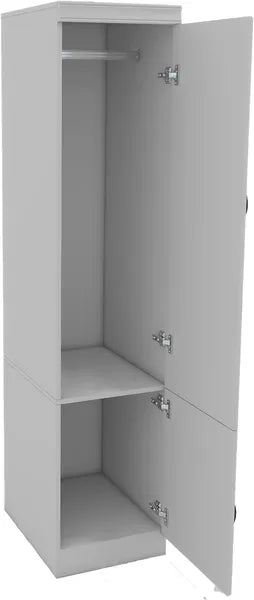 Livelylodge Schlanker Weißer Stauraum-Schrank mit Glastür – Platzsparender Hoher Organisator mit Metallgriffen, Ideal für Kleine Räume oder Schlafzimmernutzung