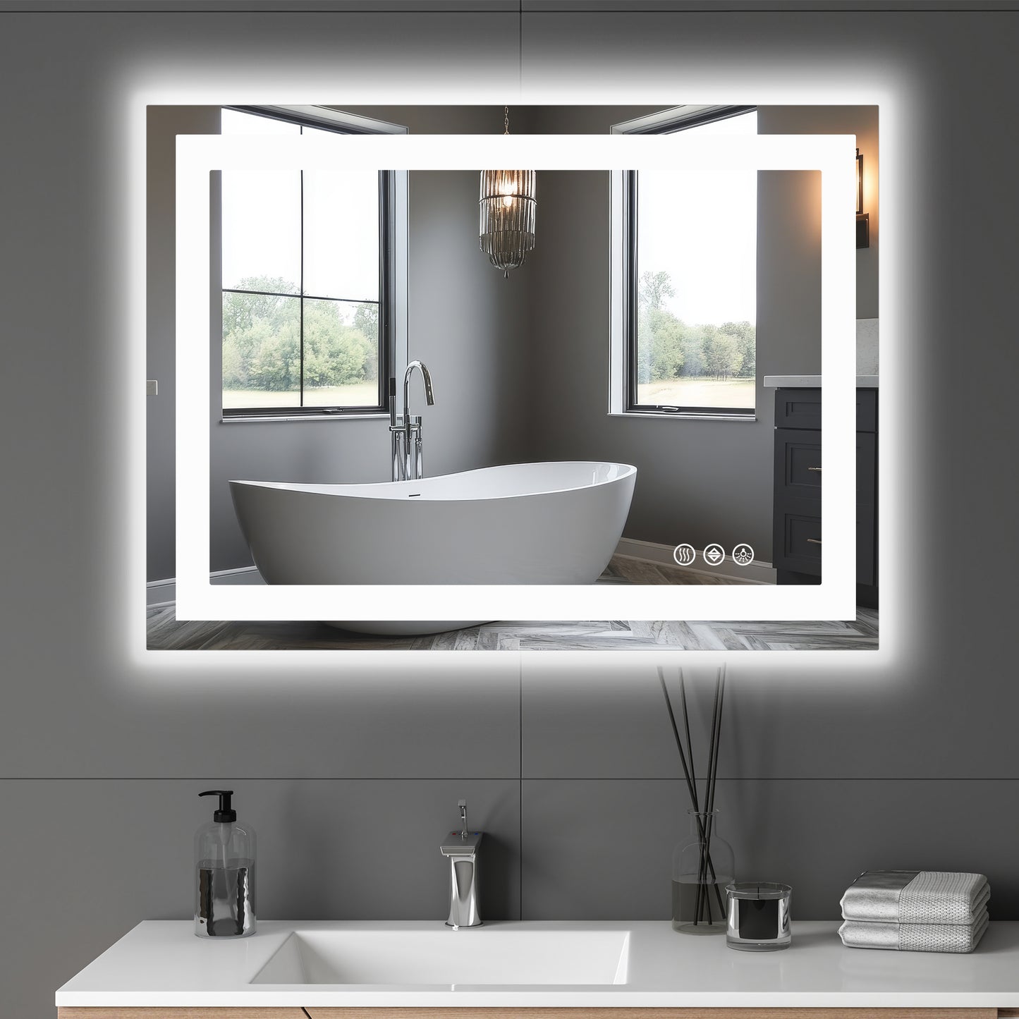 Antibeschlag-LED-Badezimmerspiegel mit dualer Lichtquelle und drei Beleuchtungsmodi