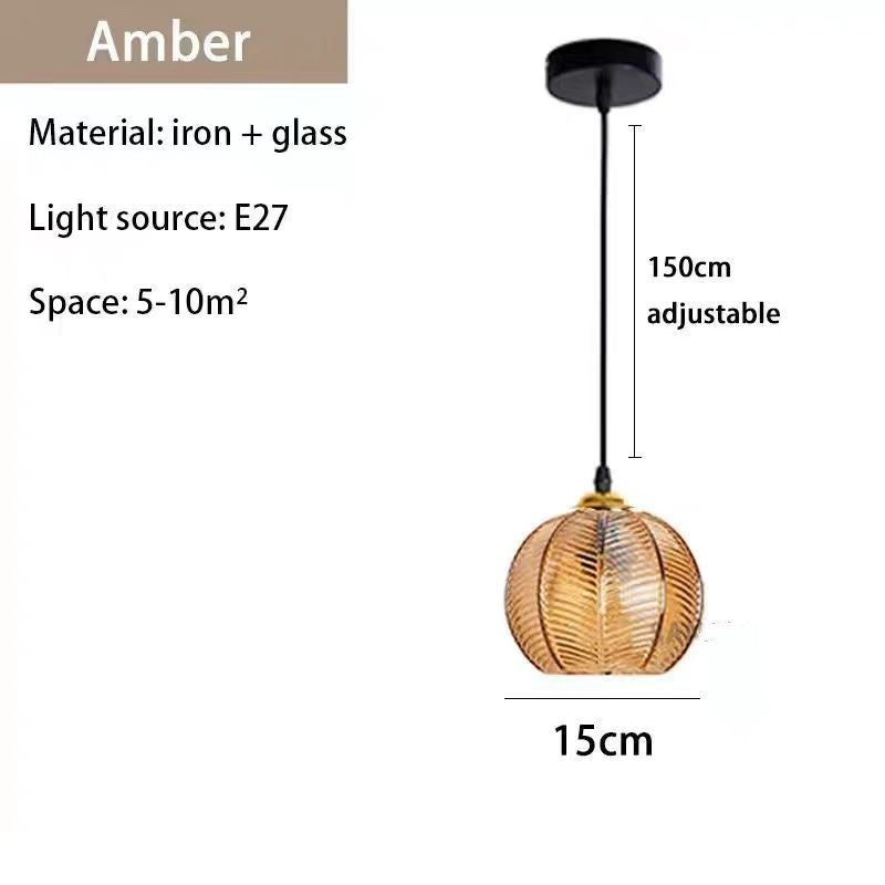 Creative Bedroom Light Leaf Pattern Glass Chandelier