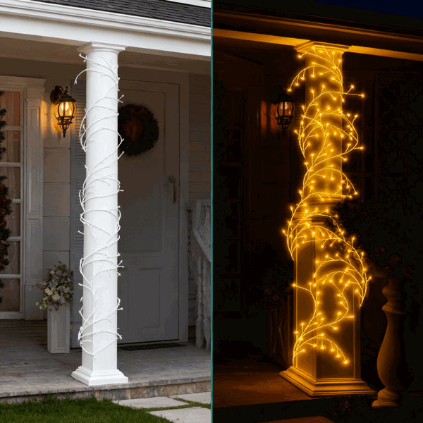 Beleuchtete Birken-Girlande, 7,87 ft 144 LED-Warme Weiße Lichter mit 8 Modi, Fernbedienung & Timer, IP45 Wasserdicht Flexible Äste für Heimdekoration