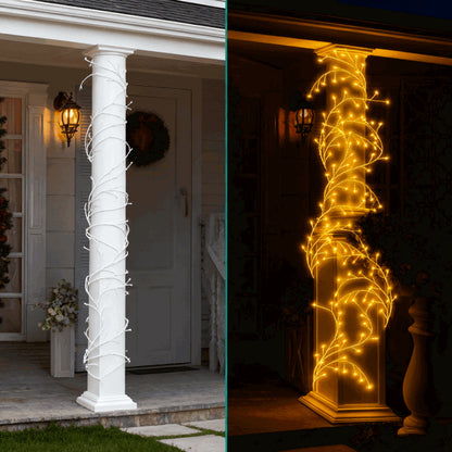 Beleuchtete Birken-Girlande, 7,87 ft 144 LED-Warme Weiße Lichter mit 8 Modi, Fernbedienung & Timer, IP45 Wasserdicht Flexible Äste für Heimdekoration