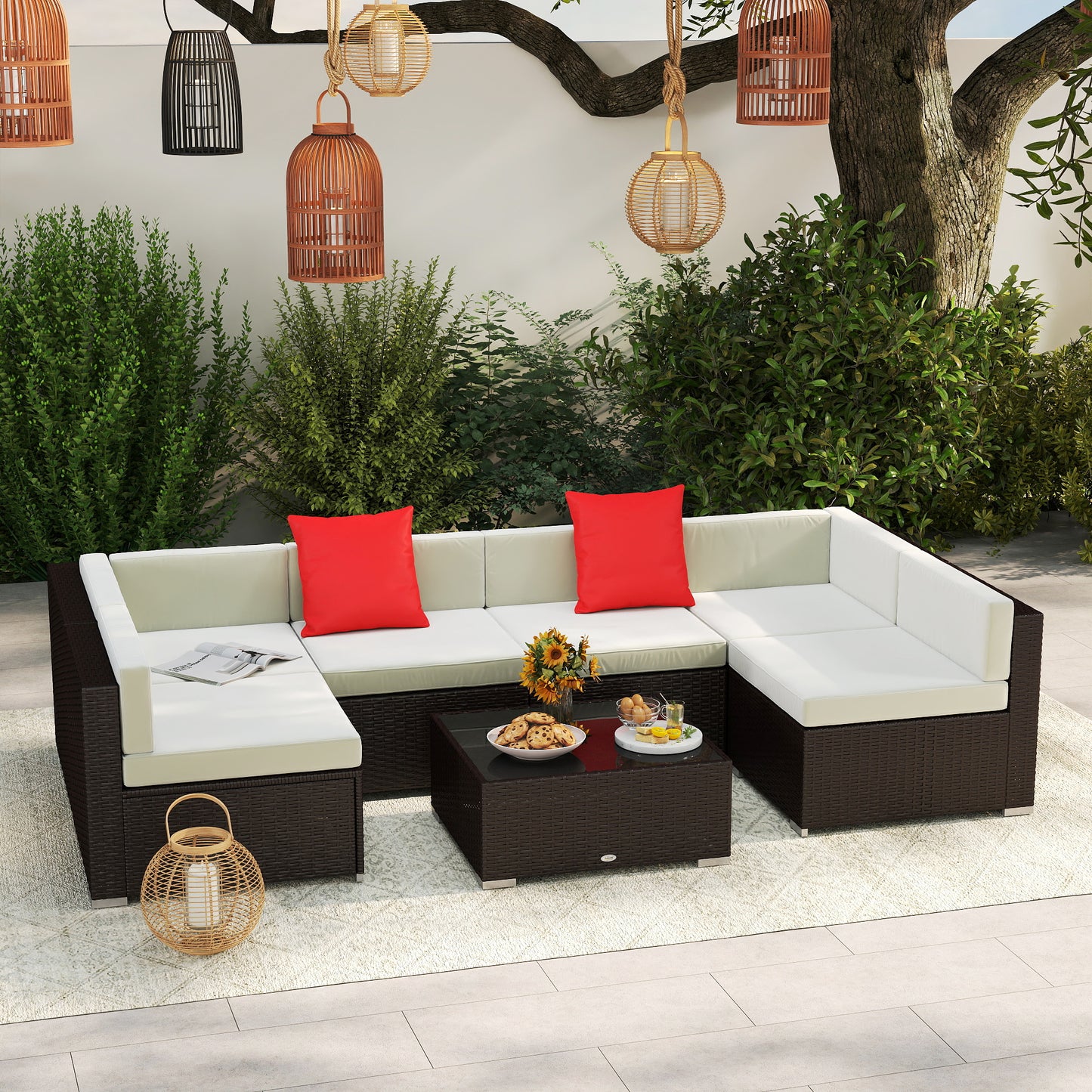 5-teiliges Terrassenmöbel-Set mit Polstern