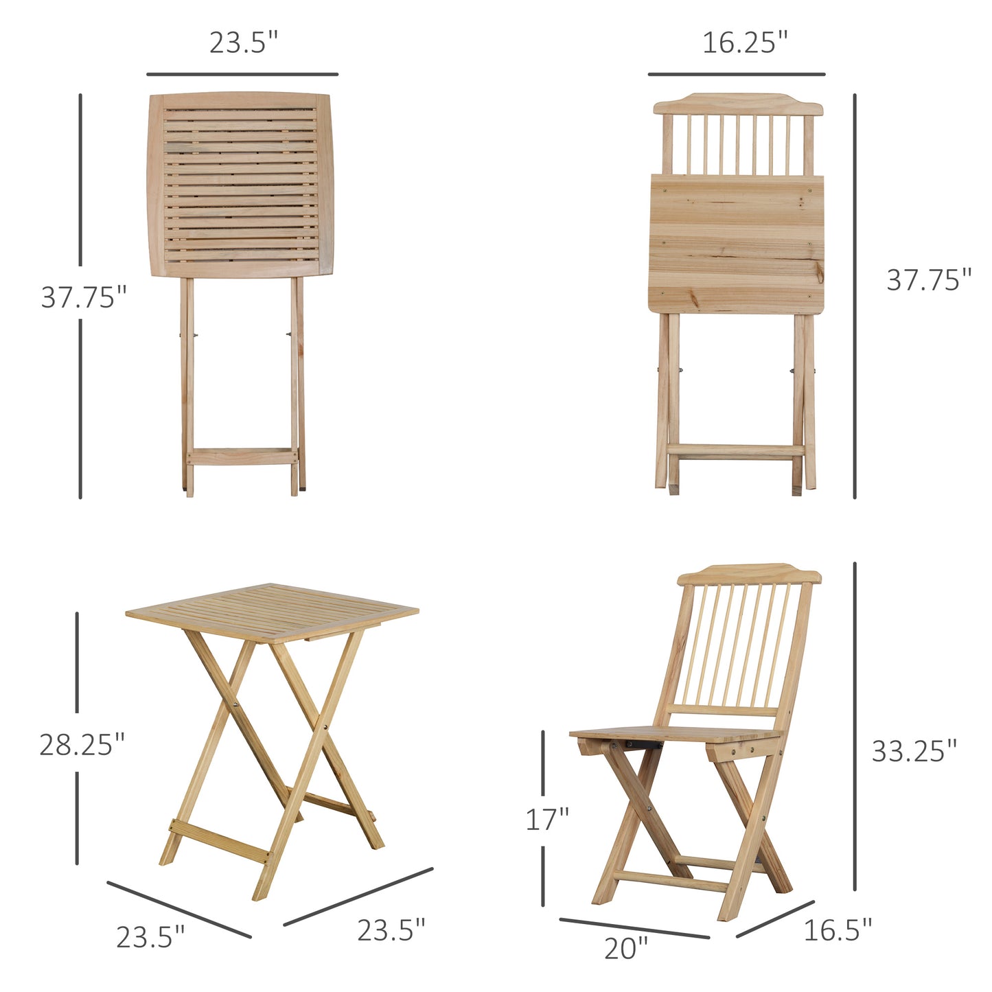 3-teiliges Patio-Klapptisch-Bistro-Set