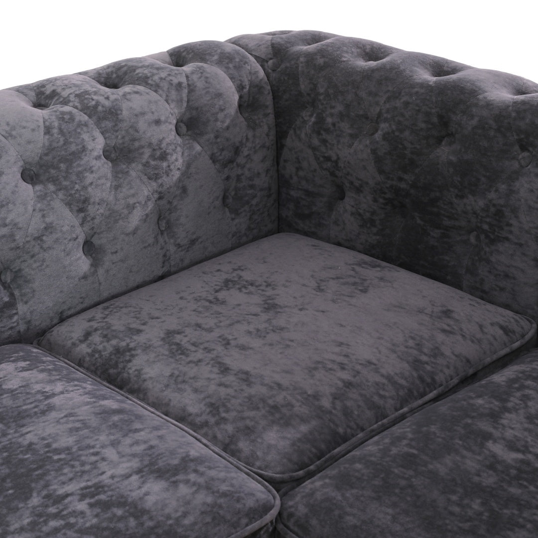Black Flannelette Sofa Set