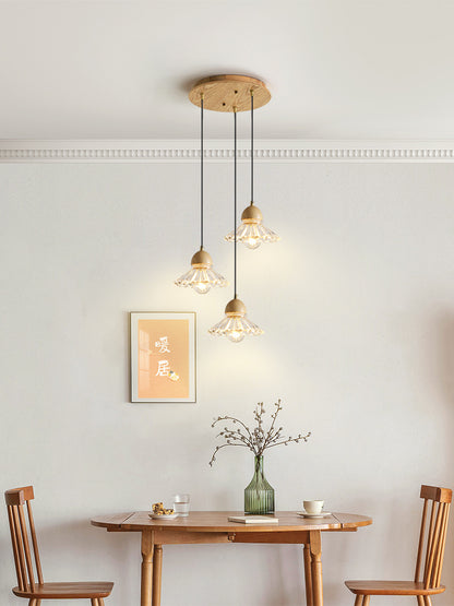 Massivholz-Glas-Dreiköpfiges Restaurant-Nordisch-Modernes-Minimalistisches Kronleuchter