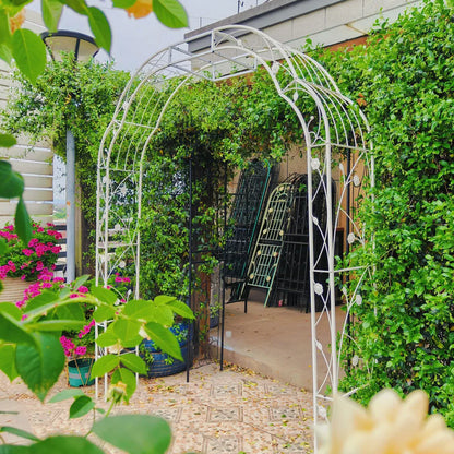 Metall-Gartenbogen B74,4'' x H98,4'' Gartenlaube Rankgitter Kletterpflanzen-Stütze Rosenbogen Außenbogen