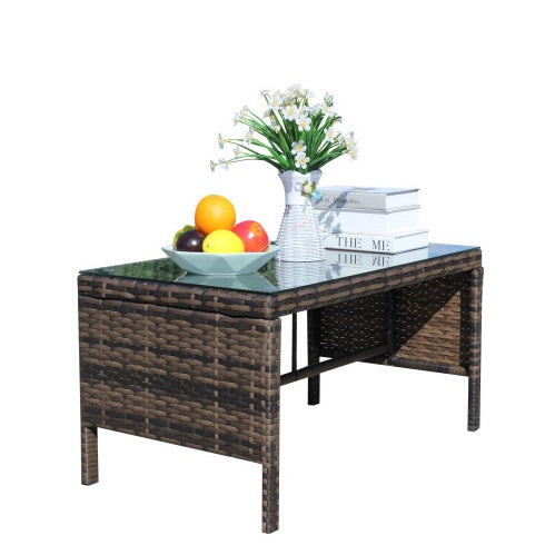 Rectangular Brown Rattan Table