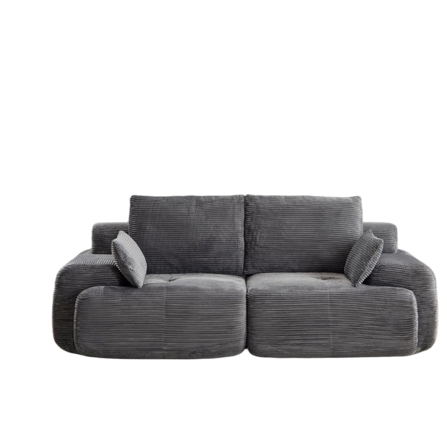 Moderne Kompressions-Memory-Schaum-Sofa, 2-Sitzer großes Sektionssofa für das Wohnzimmer, tierfreundliches Wolkenmodul-Sofa, Corduroy-Stoff, extra tiefe Sitzbank, keine Montage erforderlich, Grau