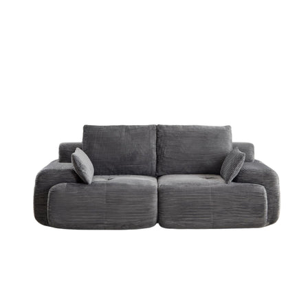 Moderne Kompressions-Memory-Schaum-Sofa, 2-Sitzer großes Sektionssofa für das Wohnzimmer, tierfreundliches Wolkenmodul-Sofa, Corduroy-Stoff, extra tiefe Sitzbank, keine Montage erforderlich, Grau