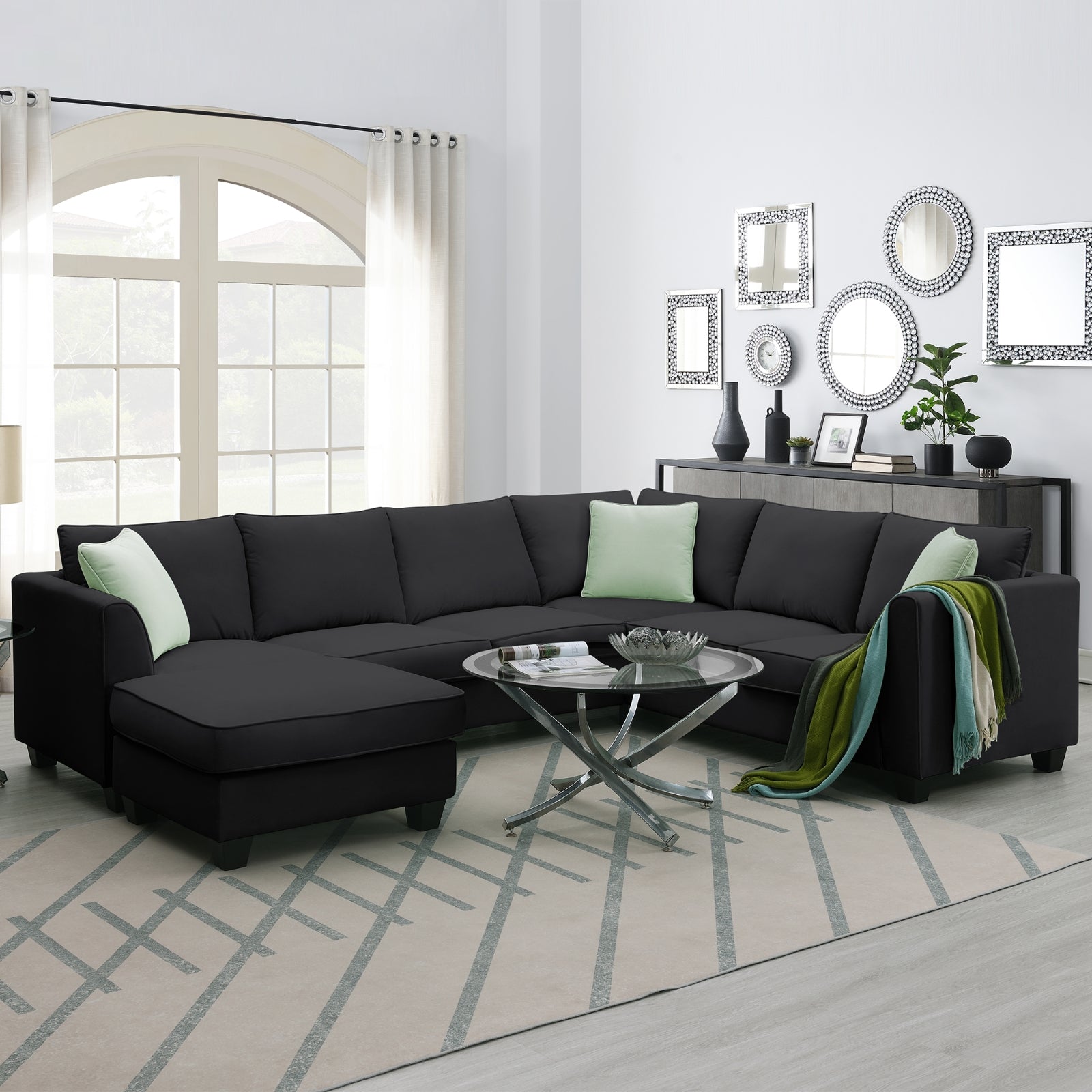 112 87 Sektionale Sofas, 7-Sitzer modulare Wohnzimmer-Sets
