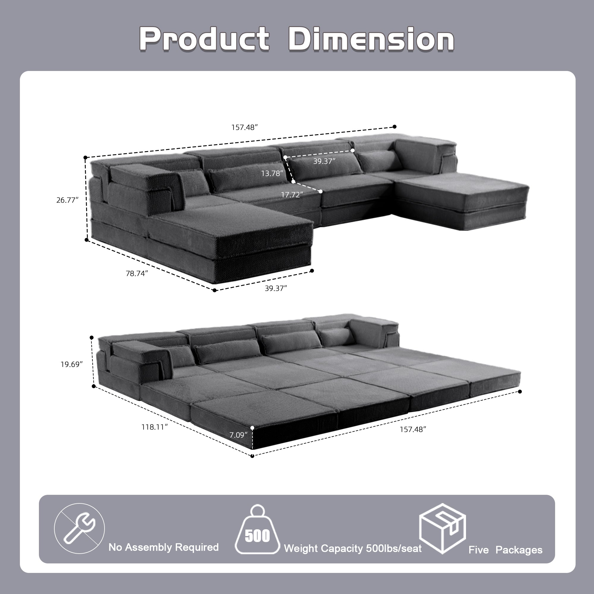 Dark Grey Modular Sofa