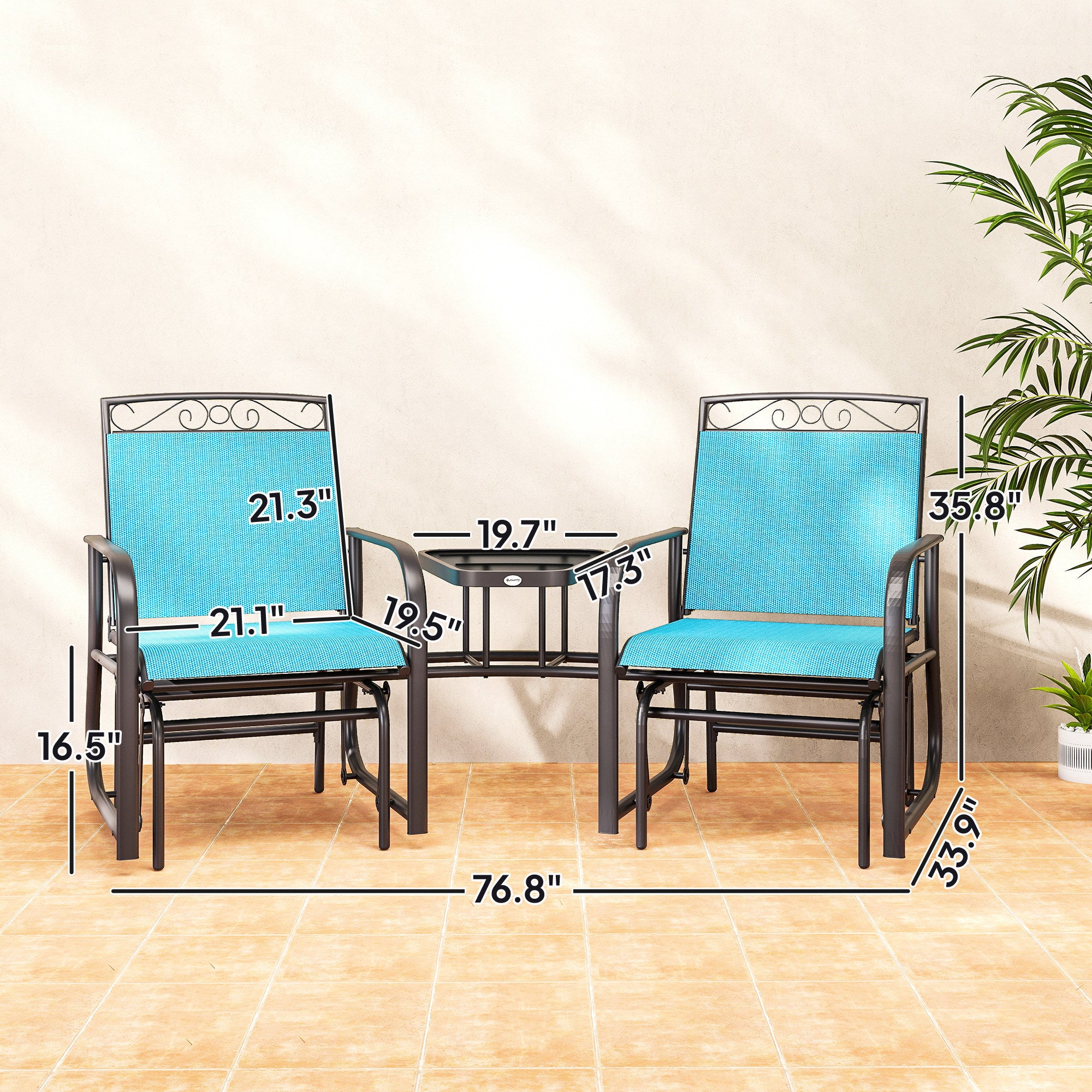 Steel Patio Glider Set