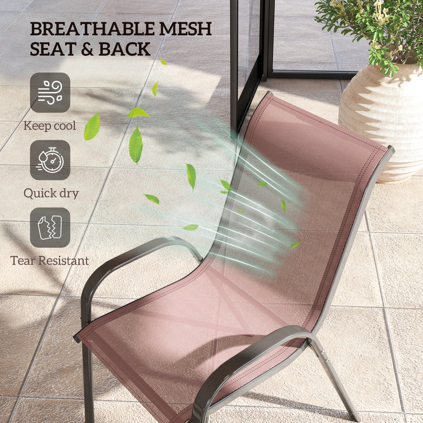 Set aus 4 Outdoor-Essstühlen