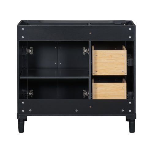 36'' Bathroom Vanity Without Sink, Freestanding Bathroom Storage Cabinet With 2 Drawers And A Tip-out Drawer, Solid Wood Frame Vanity Only, Height Adjustable Shelf