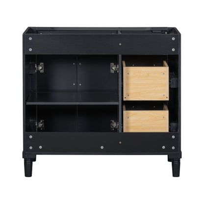 36'' Bathroom Vanity Without Sink, Freestanding Bathroom Storage Cabinet With 2 Drawers And A Tip-out Drawer, Solid Wood Frame Vanity Only, Height Adjustable Shelf