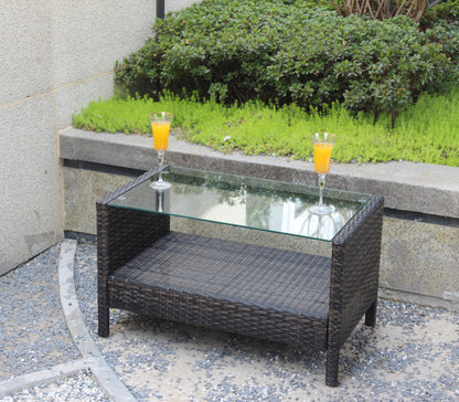 Außenterrassenmöbel Couchtisch mit klarem Temperglas