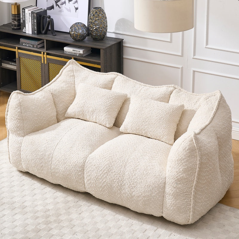 Komprimierter Plüsch-Sitzsack-Sofa-Couch – Mit Hochleistungsschaum gefüllt, ultraleichtes Bouclé-Loungestuhl für eine oder zwei Personen, gemütliche Sitzmöglichkeit im Wohnzimmer zum Lesen, Spielen und Entspannen, platzsparend vakuumverpackt