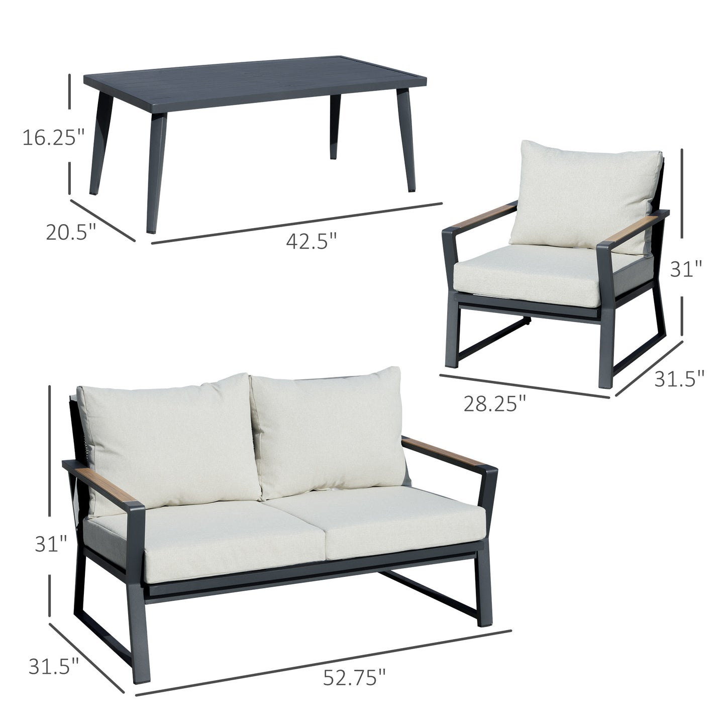4-teiliges Terrassenmöbel-Set