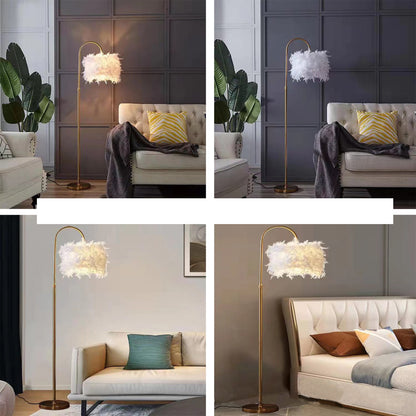 LED-Weiße Feder-Gold Dekorative Gebogene Stehlampe