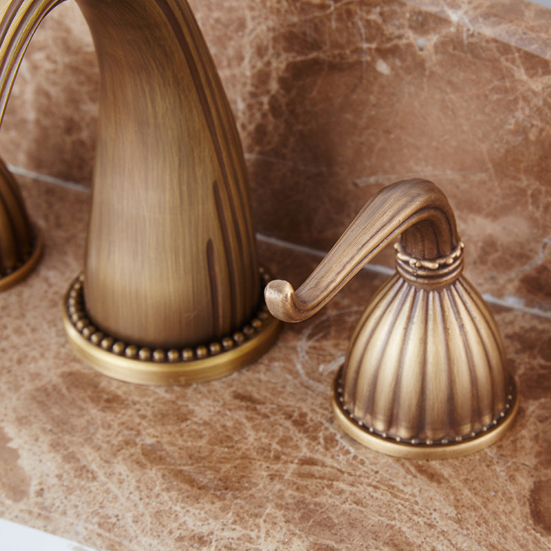 Antique Brass Washbasin Faucet Easy Install