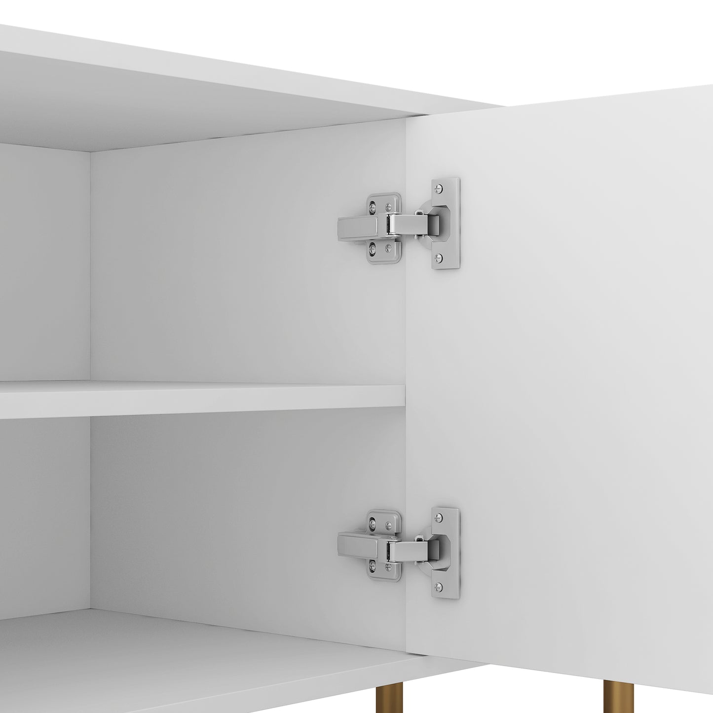 Weißes modernes TV-Ständer Fluted T, Entertainment-Center mit Stauraumtüren, TV-Konsole Medienschrank, für 55-Zoll-TV, Wohnzimmer