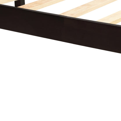 Bettgestell mit Kopfteil, Holzlamellenunterstützung, Kein Lattenrost erforderlich, Einzelbett, Espresso