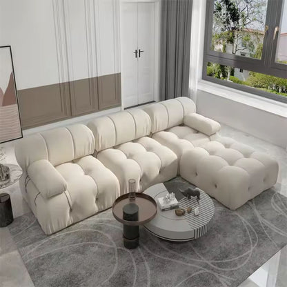 Nordisches modernes Apartment-Möbel-Stoff-Schnallen-Design-Sofa Wohnzimmer-Couch Leicht luxuriöses Schwammsofa für Verschluss-Design