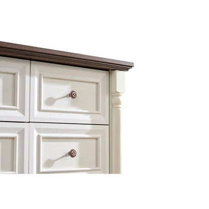 7 Drawer Dresser Chest For Bedroom With Wooden Base And Riser Trim, Wooden Rustic Rustic Chest Of Drawers, Storage Dresser For Bedroom, Living Room