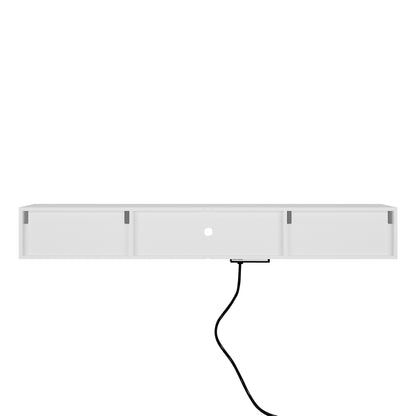 Schwebender TV-Ständer Wandmontiert mit 16-farbigen LEDs, Moderner TV-Ständer, Schwebender TV-Schrank Entertainment-Center für 55 60 65 Zoll TV, Weiß