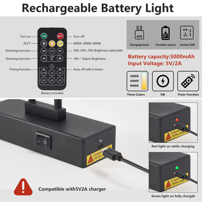 Bildbeleuchtung batteriebetrieben mit Fernbedienung, LED-Schwarz-Kunstlichter für Gemälde, wiederaufladbar, dimmbar und mit Timer, 16-Zoll-Wandleuchte für Kunstgemäldegalerie, verstellbarer Schwingarm für Ausstellungen