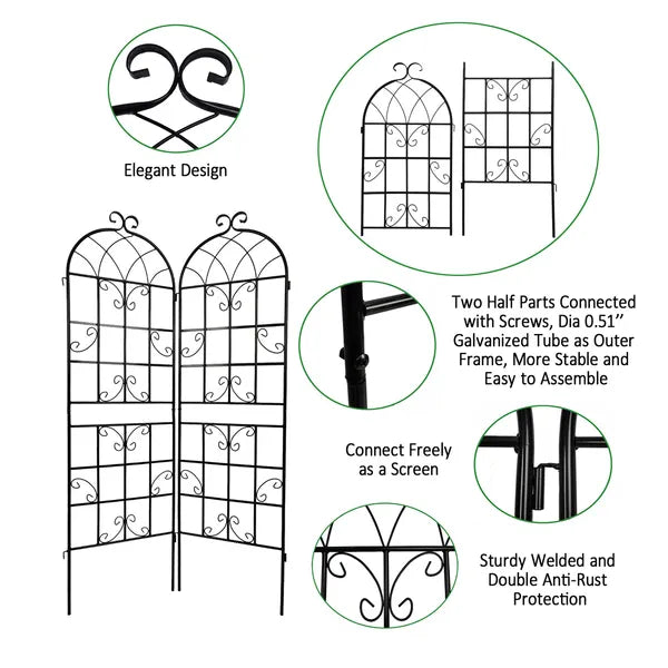 2er-Set Metall-Gartenspaliere 71" x 19,7" Rostfreies Spalier für Kletterpflanzen Außenblumenstütze
