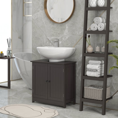 Badezimmer-Waschbeckenunterschrank, Unterschrank für das Badezimmer mit 2 Türen und einstellbarem Regal, Kaffee