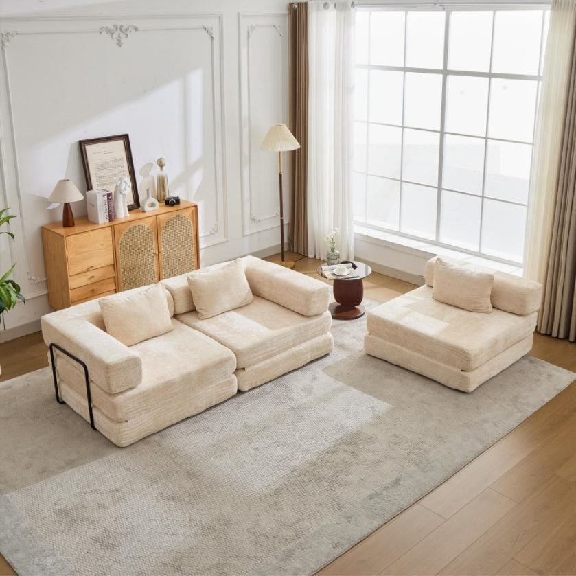 Beige Chenille Sofa Bed