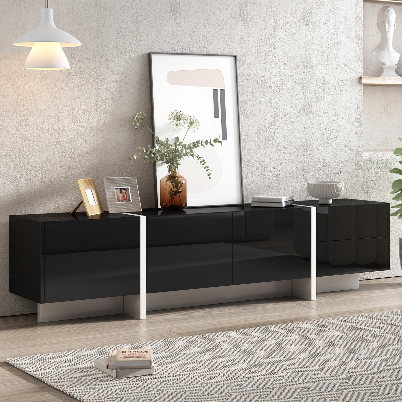 Moderne TV-Stand in Weiß & Schwarz, Einzigartiger Stil für Fernseher