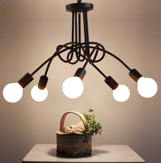 Eisenkunst Kreative Minimalistische Deckenlampe Eisenrohr-Kronleuchter