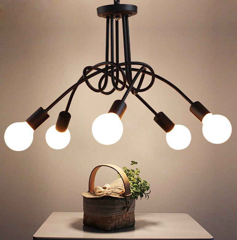 Eisenkunst Kreative Minimalistische Deckenlampe Eisenrohr-Kronleuchter