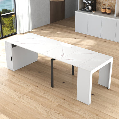 Moderne multifunktionale ausziehbare Esstisch mit Steckdose, platzsparender ausklappbarer Tisch mit Stauraum für Partys, Hochzeiten, Meetings und Feiern