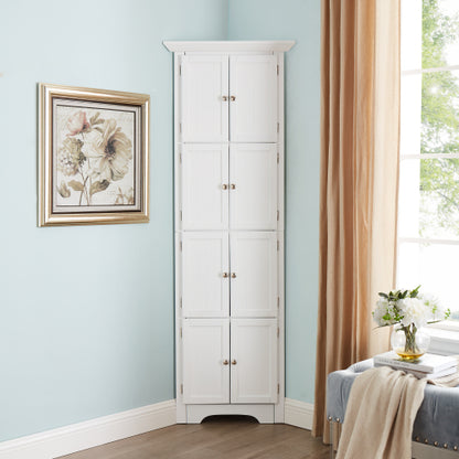 Hochschrank mit Tür und 4 Regalen, geeignet für Wohnzimmer, Küche, Büro, Schlafzimmer, Badezimmer, moderner Stil, weiß