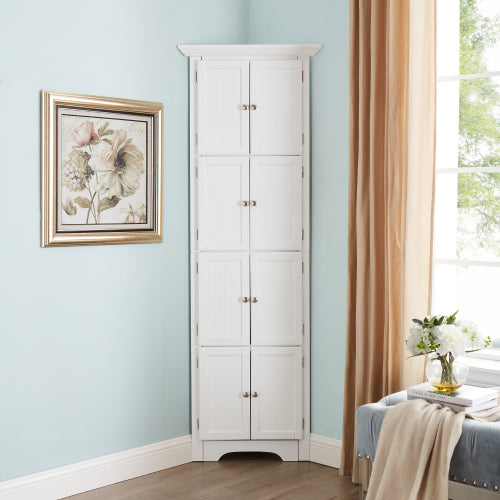 Hochschrank mit Tür und 4 Regalen, geeignet für Wohnzimmer, Küche, Büro, Schlafzimmer, Badezimmer, moderner Stil, weiß