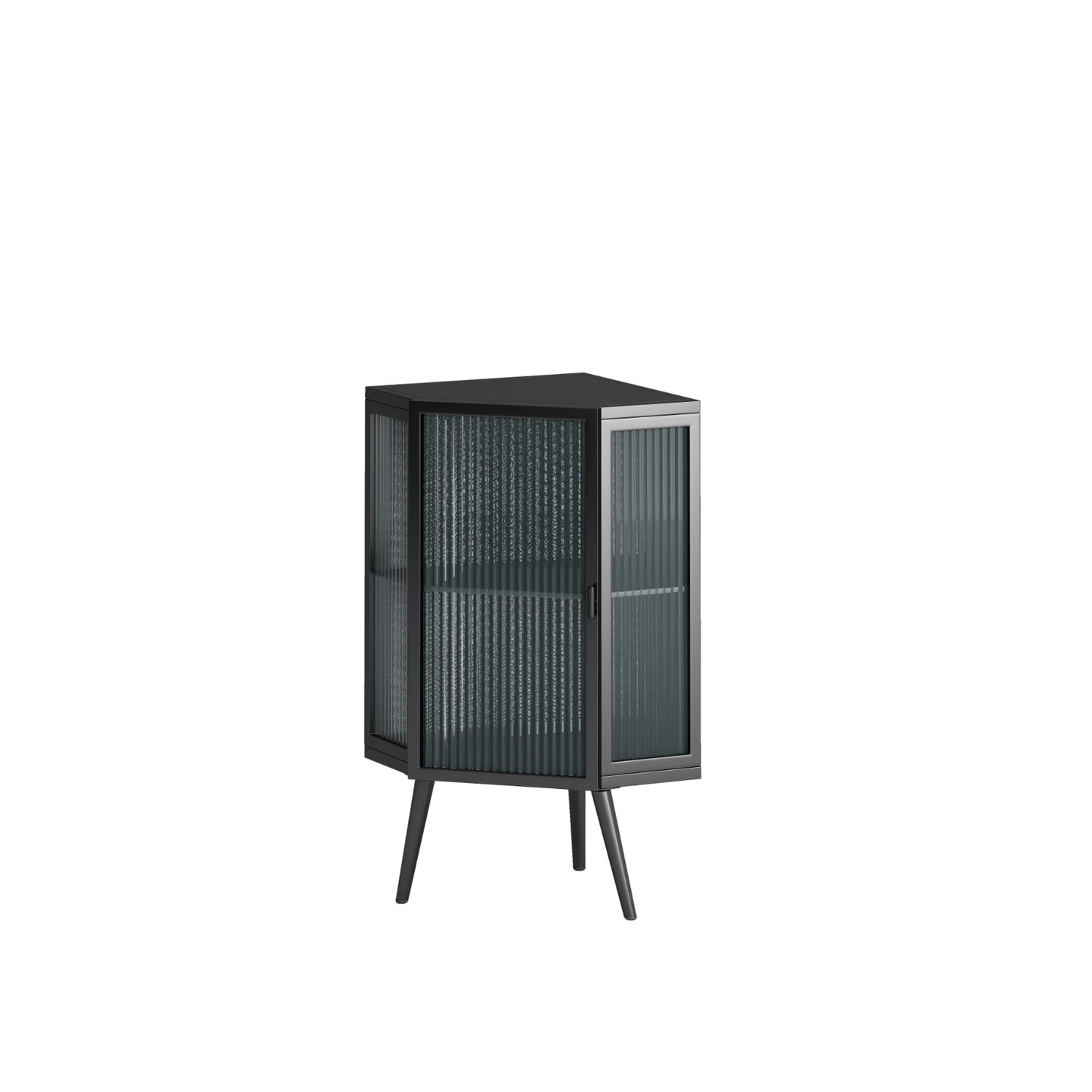 22.25 Floor Corner Cabinet With Glass Door   Shelves For Bathroom, Living Room