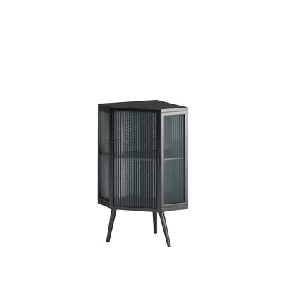 22.25 Floor Corner Cabinet With Glass Door   Shelves For Bathroom, Living Room