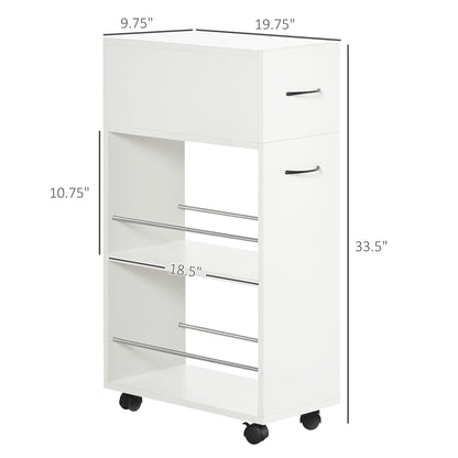 6,25" x 20,5" x 28,25" rollbarer schmales Badezimmerschrank für seitliche Aufbewahrung