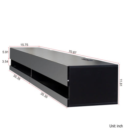 180 Wandmontierter Schwebender 80-Zoll-Fernseherständer mit 20-farbigen LEDs und Ladestation